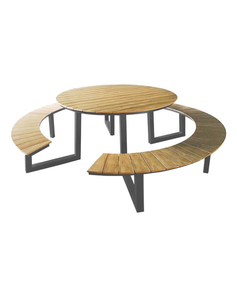 Table de pique-nique Ronde - Ø250 CM - Polywood / Aluminium - Promoline
