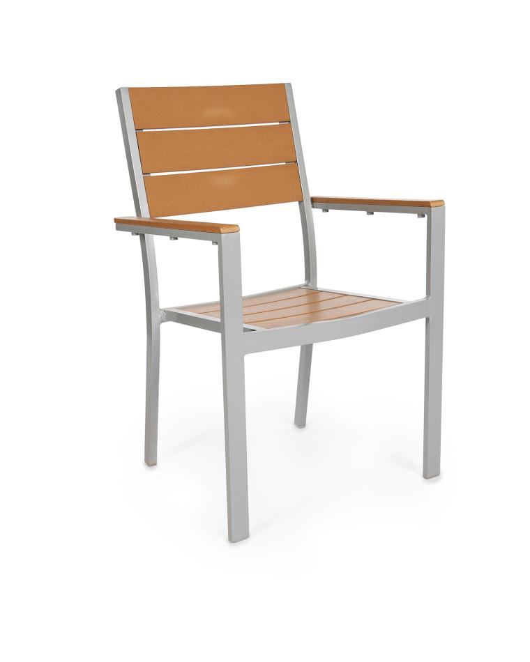 Chaise de terrasse - Forest - Aspect bois Teck / Gris - H 89 x 56 x 56,5 CM - Aluminium - Promoline
