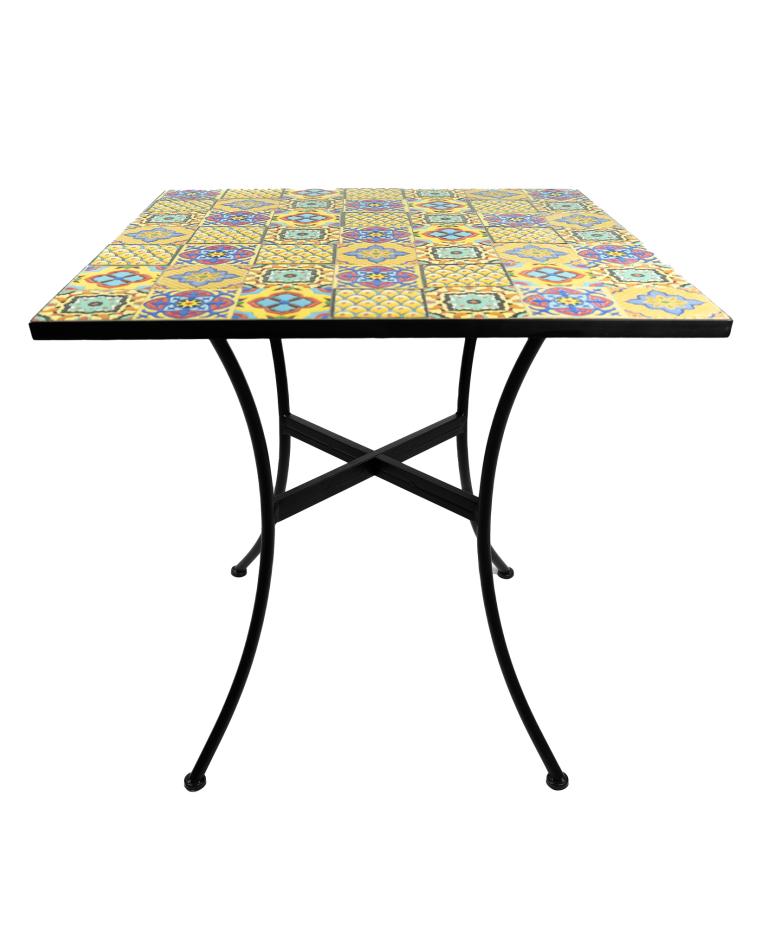 Table de terrasse - Céramique - Acier noir - 70 x 70 CM - Promoline