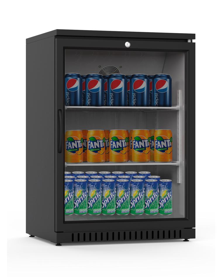 Réfrigérateur porte vitrée - 130 Litres - 1 porte - Noir - Promoline