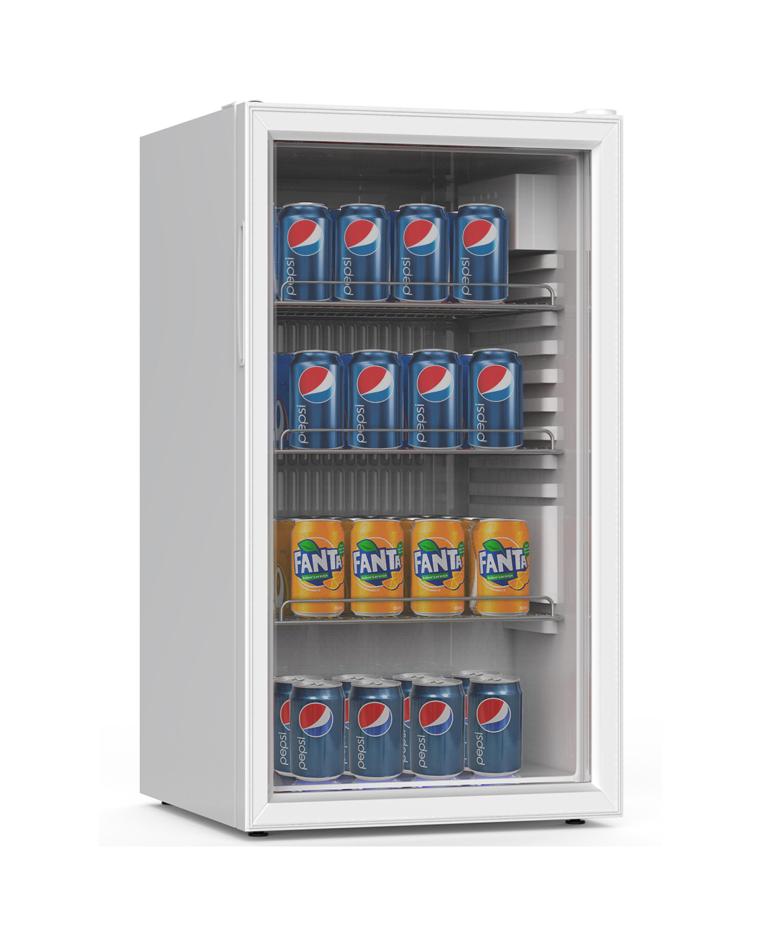 Mini frigo - 80 litres - Porte vitrée - Blanc - Promoline