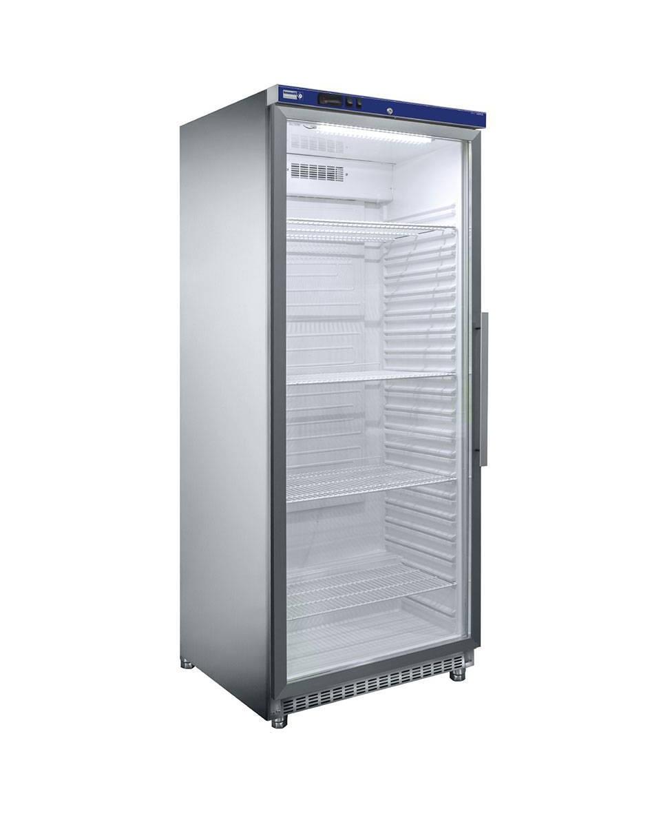 Réfrigérateur porte vitrée - 600 Litres - 1 porte - 2/1 GN - H 192,5 x 78 x 74 CM - Acier Inoxydable - Diamant - PV600X/G-R6