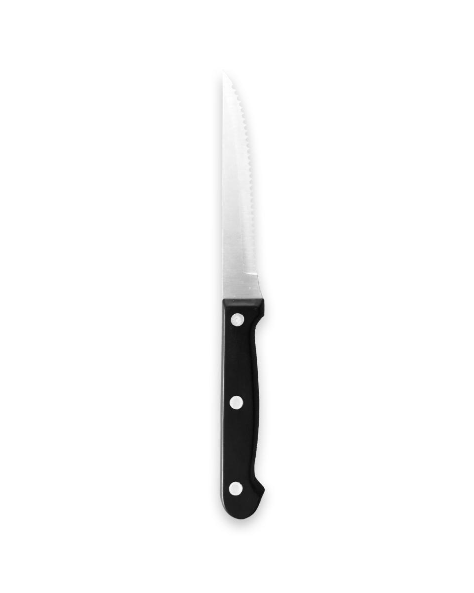 Couteau à Steak - 22 CM - Manche Noir - Promoline