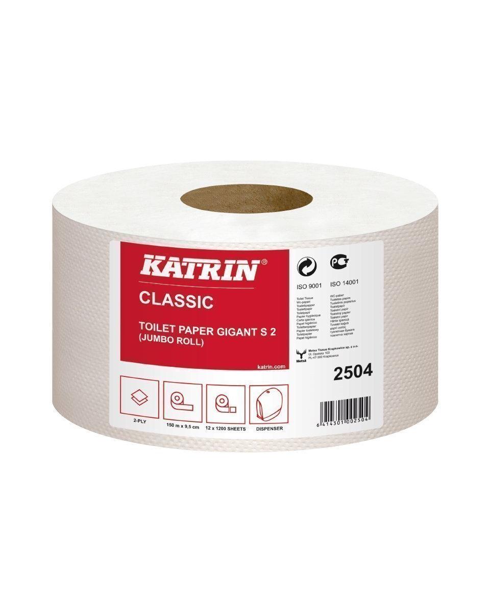 Rouleau de papier toilette - Qualité professionnelle - Gigant - S 2 - Paquet de 12 rouleaux - Katrin - 2504