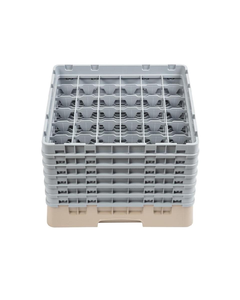 Panier lave-vaisselle - 36 compartiments - Beige - H 34,9 x 50 x 50 CM - Polypropylène - Cambro - DW560