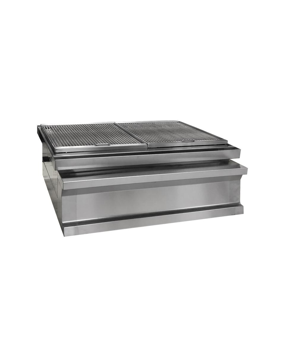 Barbecue à charbon - Modèle de table - L 80 CM - Inox - Promoline