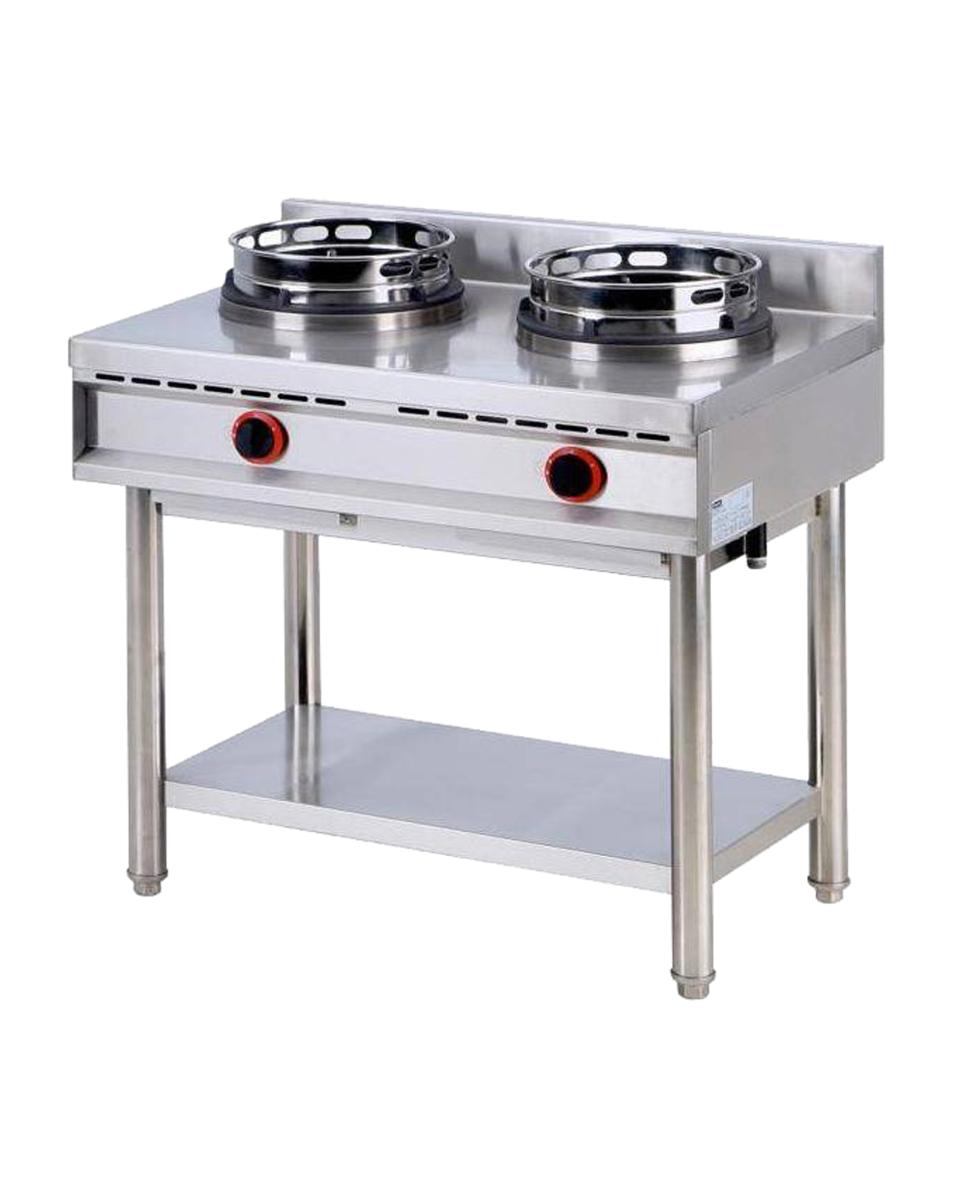Table de cuisson gaz wok avec étagère, 2 feux - Virtus - AHA0018