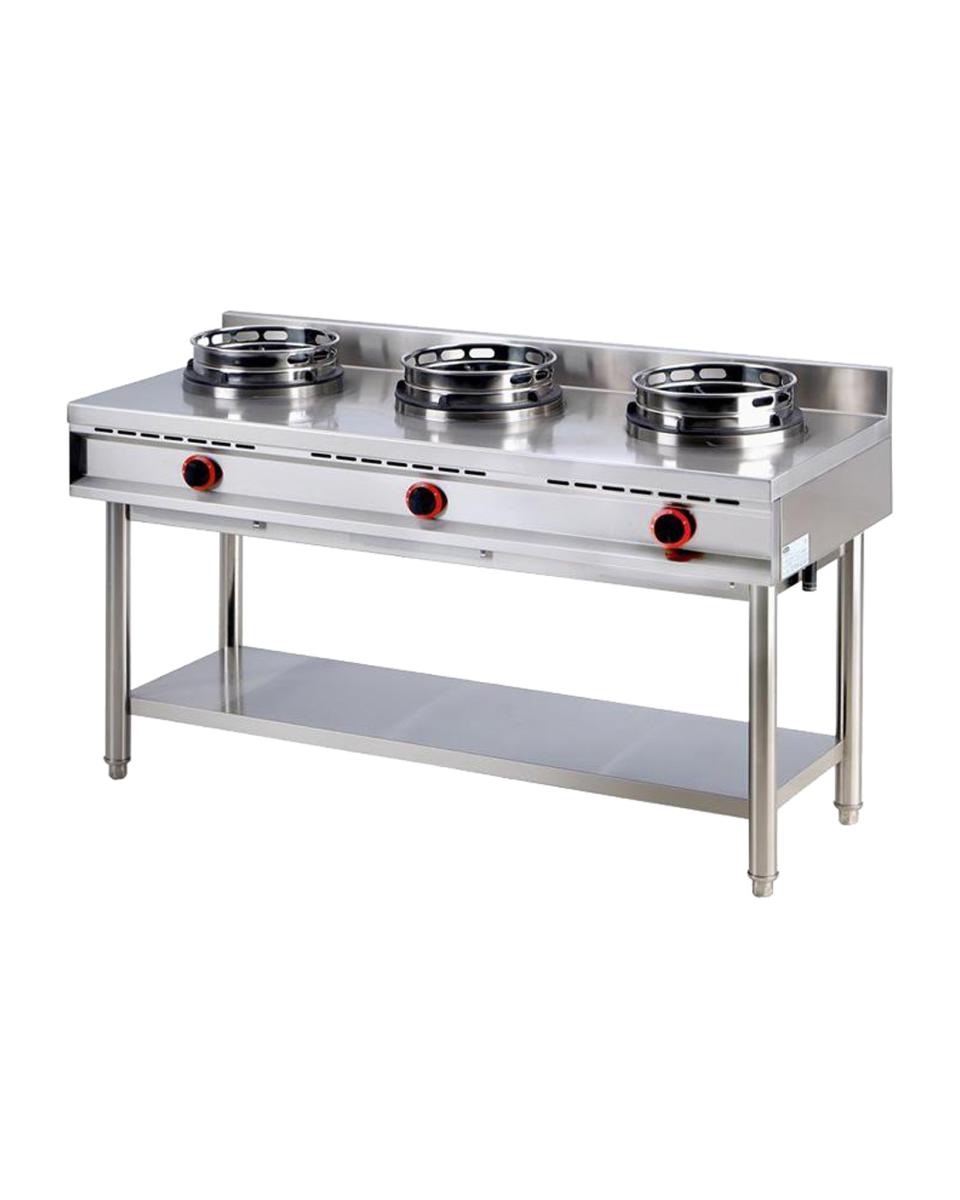 Table de cuisson gaz wok avec étagère, 3 feux - Virtus - AHA0019