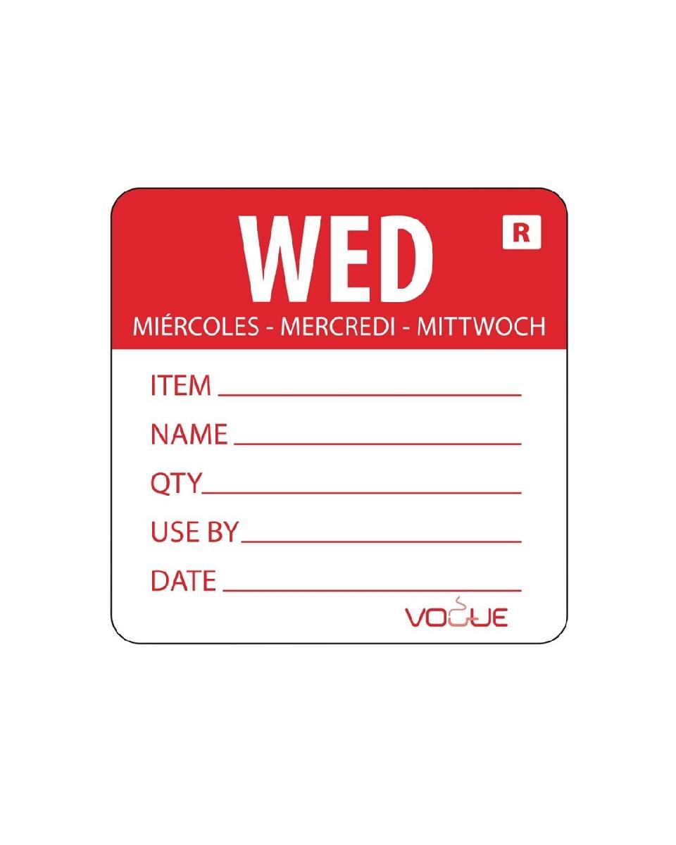 Etiquettes jour - Amovibles - Mercredi - 500 pièces - H 4,9 x 6 CM - Vogue - L068