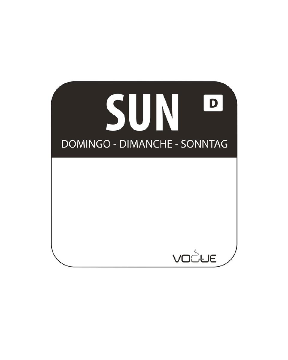 Etiquettes jour - Dissolvable - Dimanche - 1000 pièces - 2.54 CM - Vogue - U783