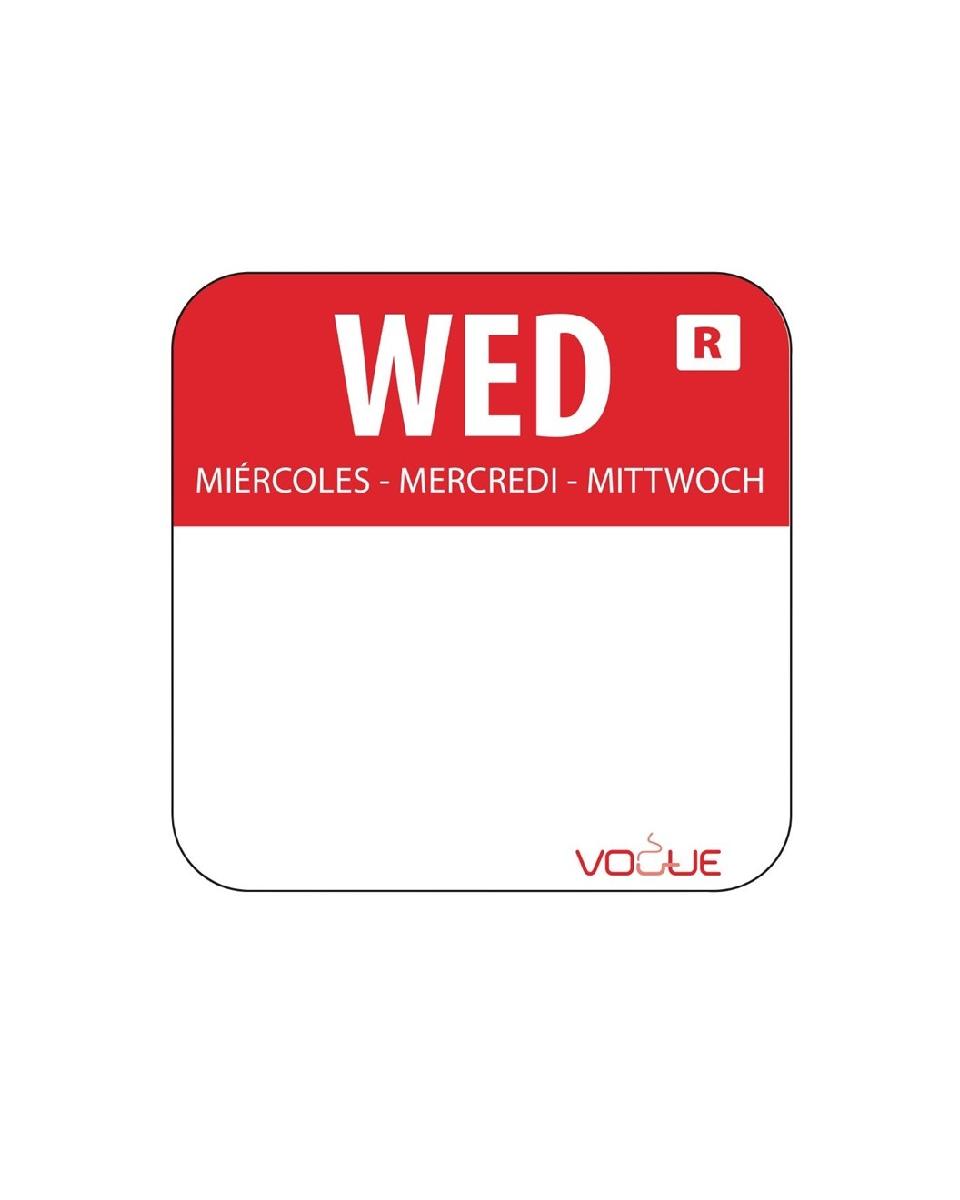 Etiquettes jour - Détachables - Mercredi - 1000 pièces - Rouge - H 2,4 x 2,4 CM - Vogue - L933