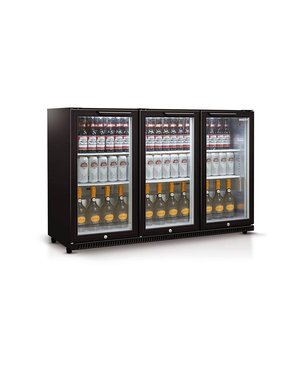 Réfrigérateur porte vitrée - 301 litres - 3 portes - Noir - Husky - C3-865-BK-NL-HU