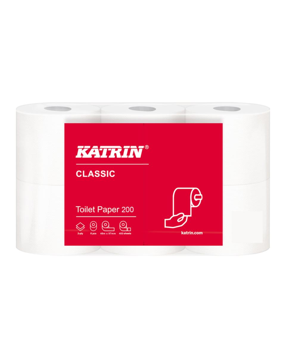 Papier toilette - Qualité professionnelle - Classique - 200 - Paquet de 48 rouleaux - Katrin