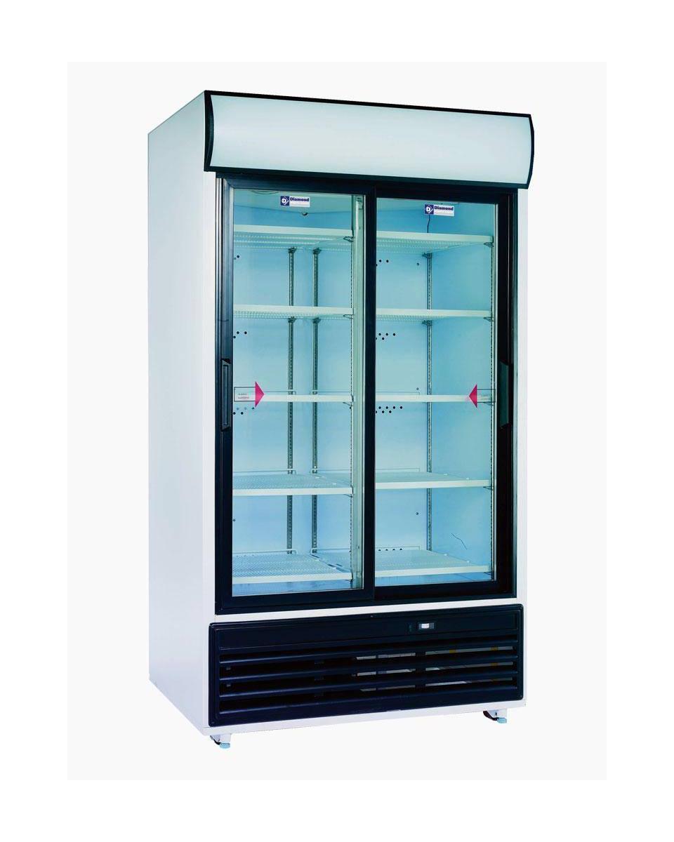 Réfrigérateur Porte Vitrée - 875 Litres - 2 Portes Coulissantes - Présentoir Light Box - Blanc - Diamant - DRINK-110S/T