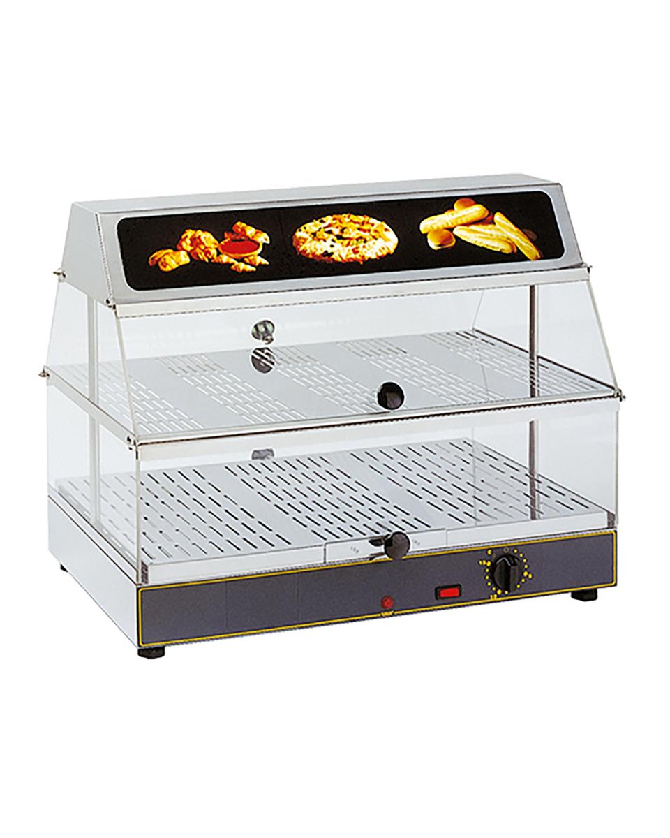 Vitrine chauffante - H 48 x 59 x 35 CM - 15 KG - 220 - 240 V - 650 W - Inox - +20°C à 90°C - Roller Grill - 304401