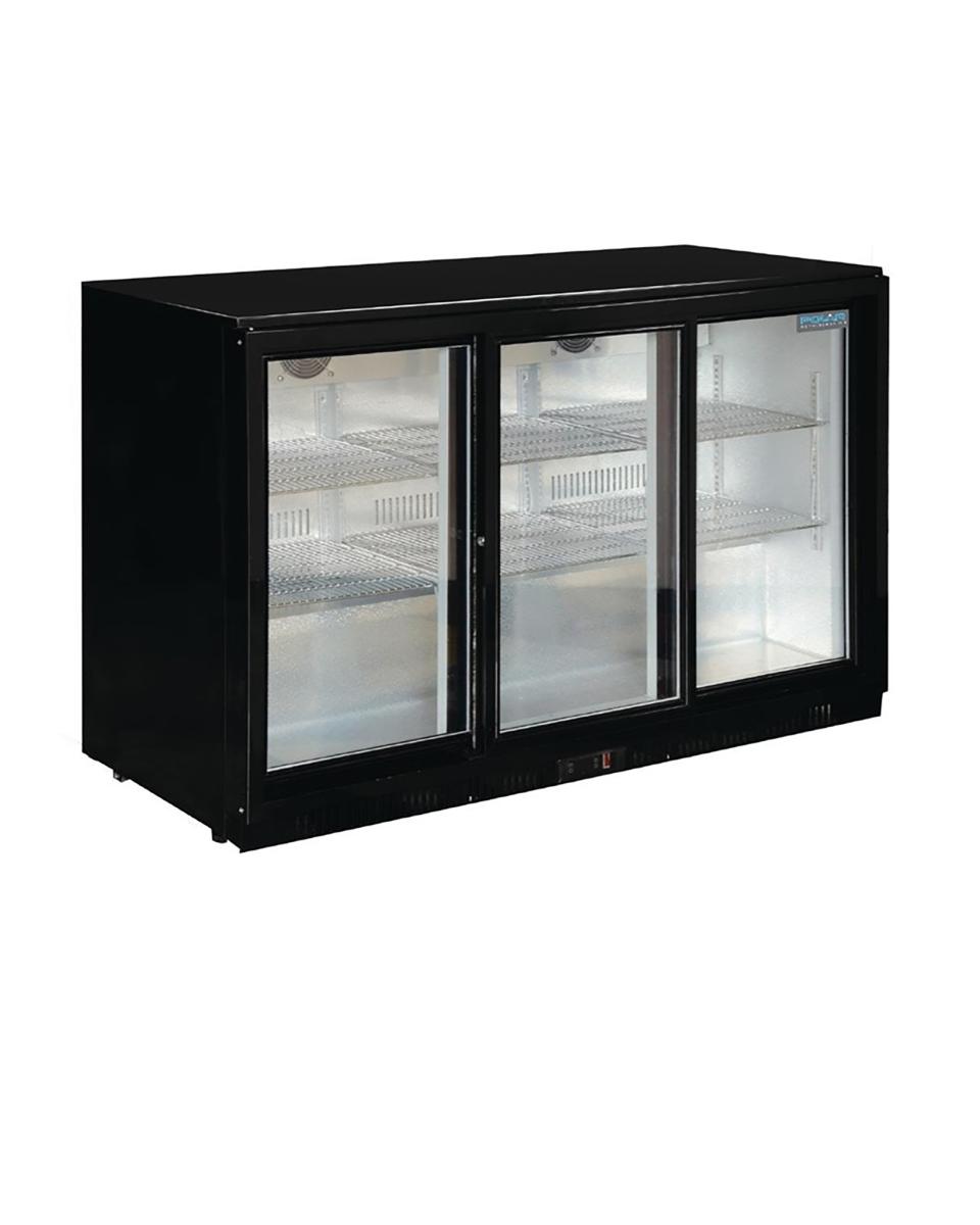Réfrigérateur porte vitrée - 330 Litres - Noir - 3 portes - H 90 x 135 x 52 CM - 350 W - 230 V - Polar - GL006