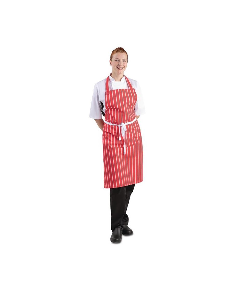 Tablier Halter - Unisexe - Rouge/Blanc - 71 x 97 CM - Polyester/Coton - Vêtement Blancs Chefs - A532