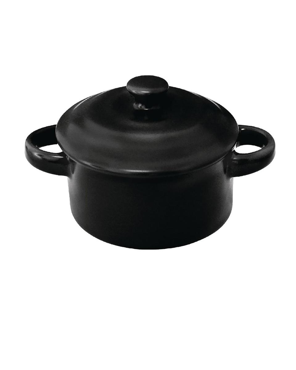 Mini casserole - 0,14 Litre - 4 pièces - Noir - Ø 8,5 x H 7,5 x 4,3 CM - Olympia - DK820