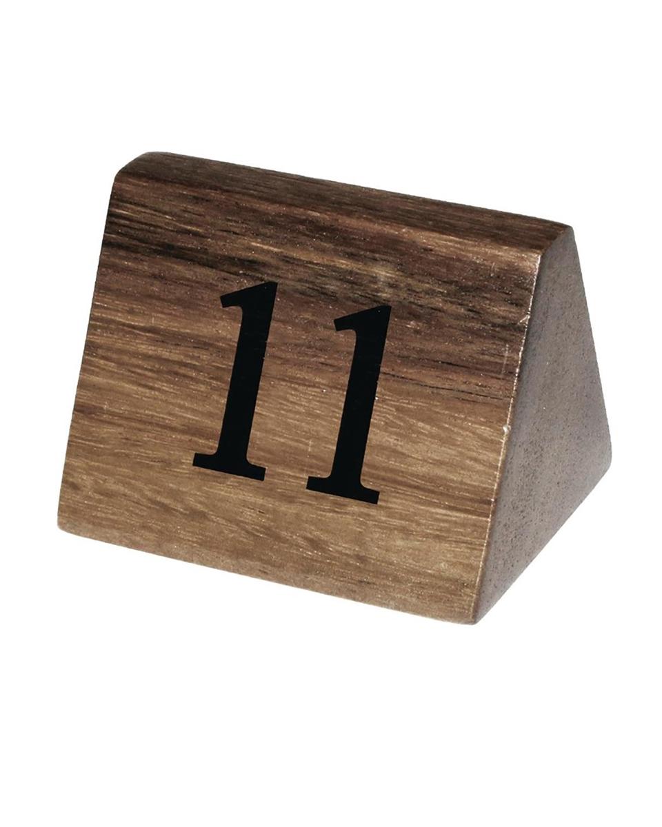 Numéros de table - 11-20 - H 5,5 x 3,5 x 3,5 CM - Bois d'acacia - Olympia - CL393
