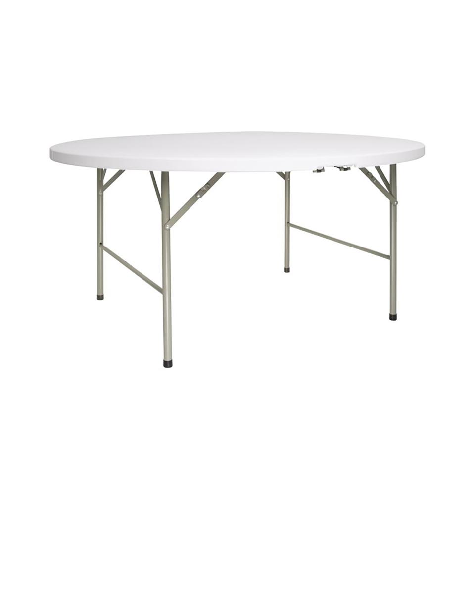 Table - Pliable - Blanc - Ø 153 x H 74 x 153 x 4,5 CM - Polyéthylène/Acier - Bolero - CC506