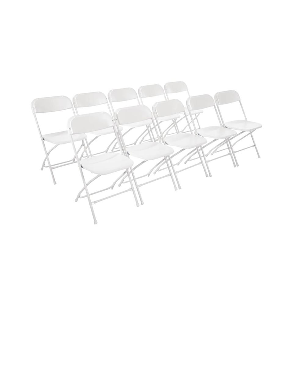 Chaise pliante - 10 pièces - Blanc - H 80 x 44 x 48 CM - Acier/Polypropylène - Bolero - GD387