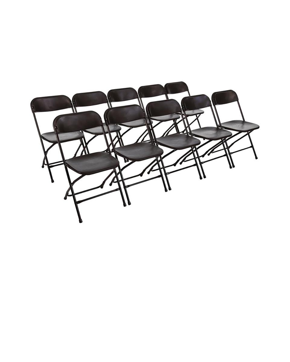Chaise pliante - 10 pièces - Noir - H 80 x 44 x 48 CM - Acier/Polypropylène - Bolero - GD386