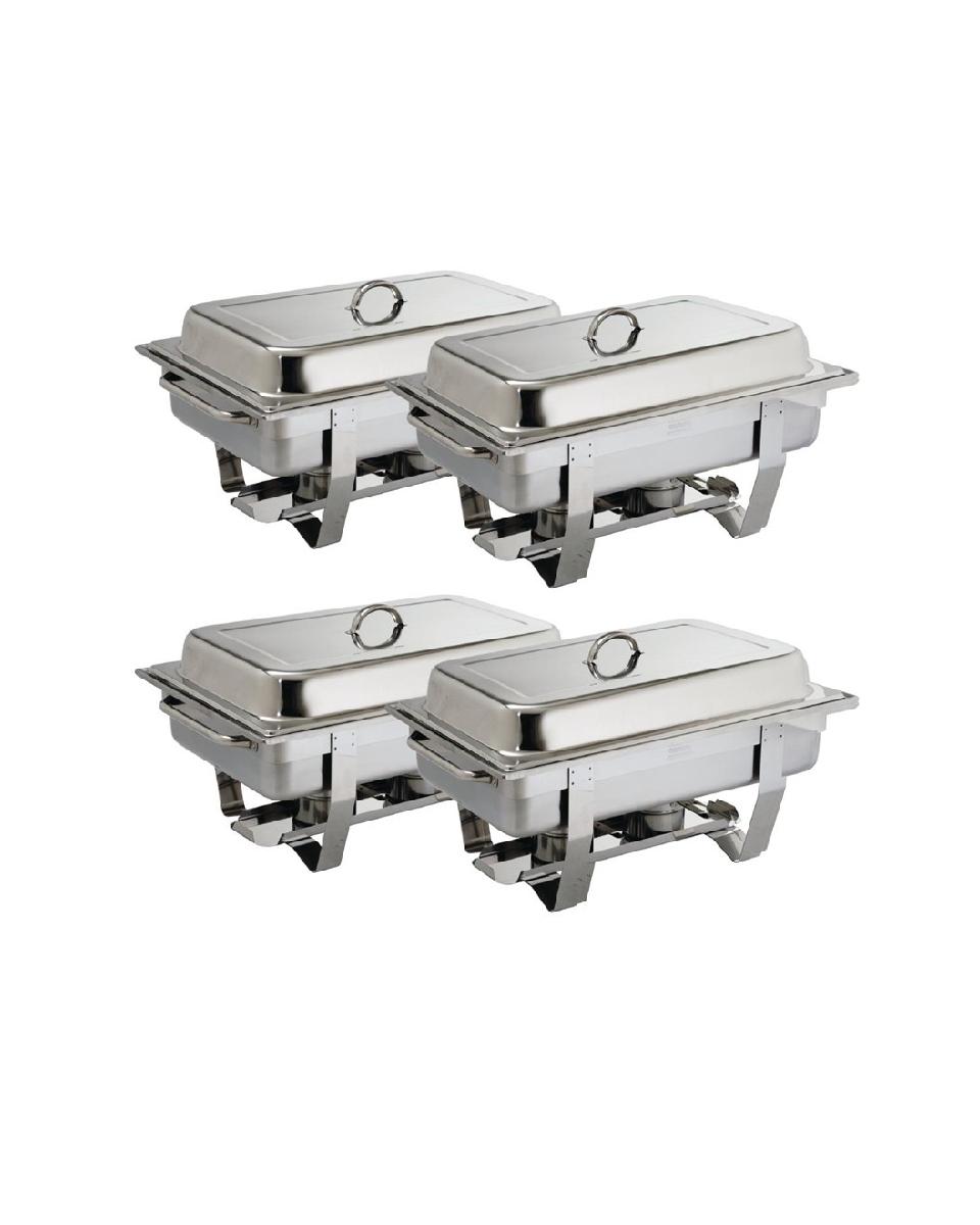 Set Chafing dish - 1/1 GN - 9 Litre - 4 pièces - Argent - H 27 x 33,2 x 59 CM - Inox - Olympia - S299