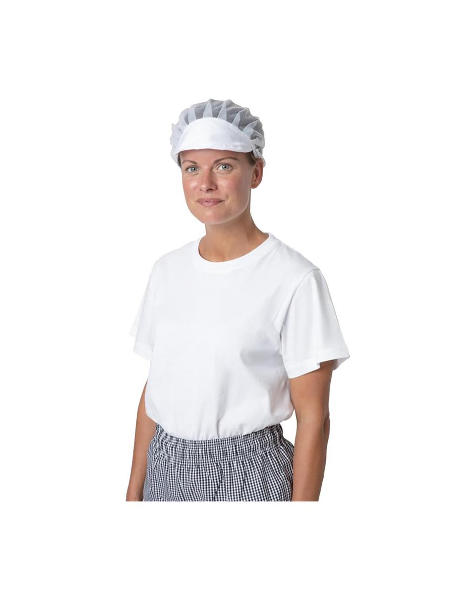 Chapeau avec filet à cheveux - Unisexe - Taille unique - Blanc - Nylon - Vêtements de Chefs Blancs - B226