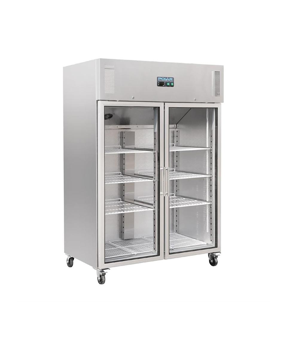 Réfrigérateur porte vitrée - 20 x 2/1 GN - 2 portes - H 201 x 134 x 80 CM - 230 V - Inox - Polar - CW198