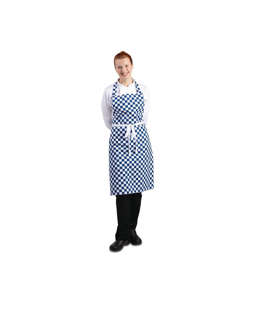 Tablier Halter - Unisexe - Bleu/Blanc - 71 x 78 CM - Polyester/Coton - Vêtement Chefs Blancs - A554