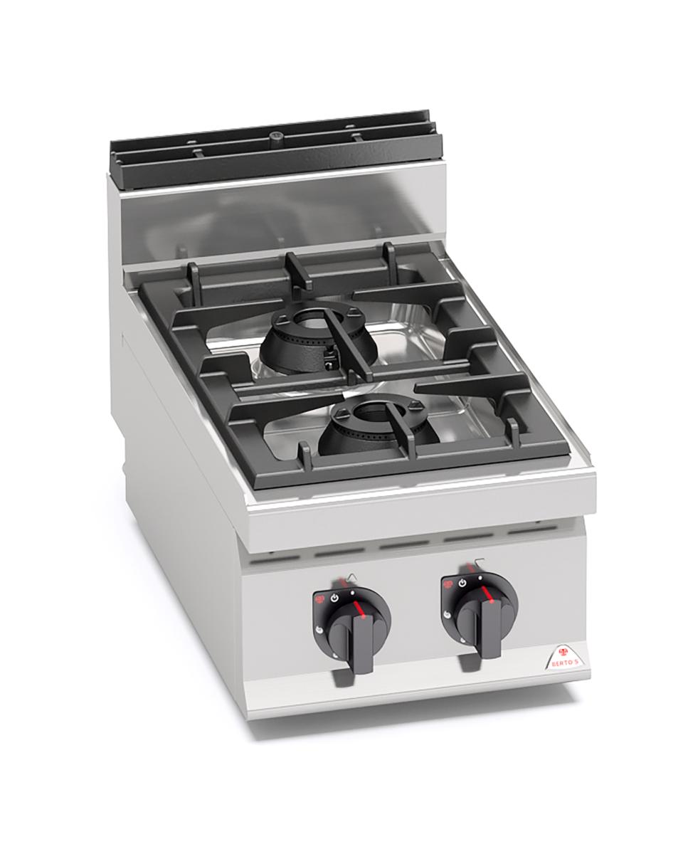 Cuisinière à gaz pour restauration - 2 brûleurs - Puissance max - Modèle de table - Berto's - G7F2BP