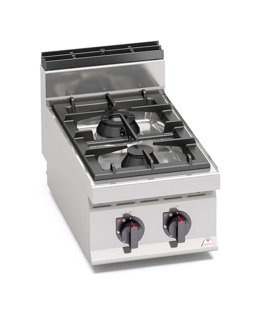 Cuisinière à gaz de restauration - 2 brûleurs - Haute puissance - Modèle de table - Berto's - G7F2B