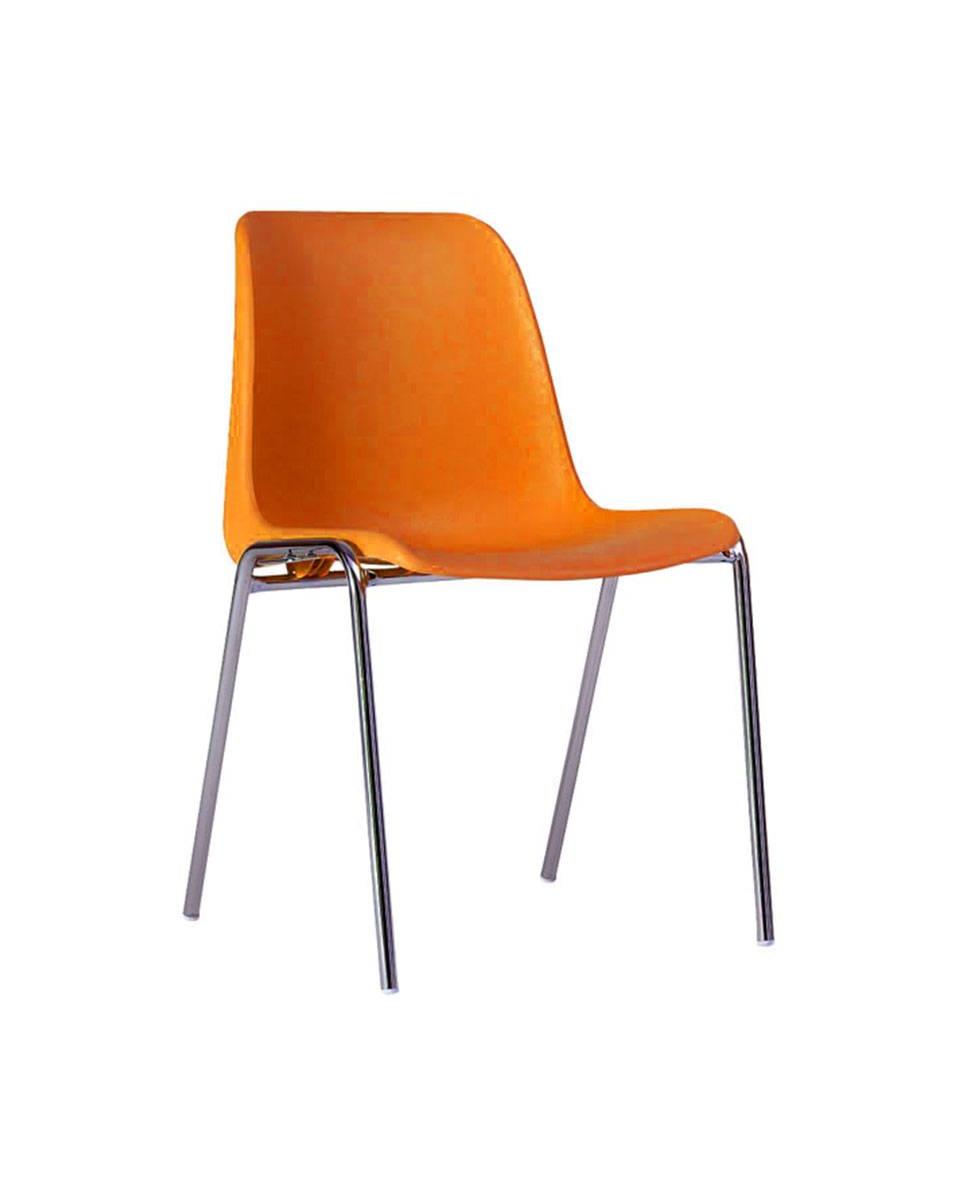 Chaise de cantine - Helene - Orange - Empilable - Promoline