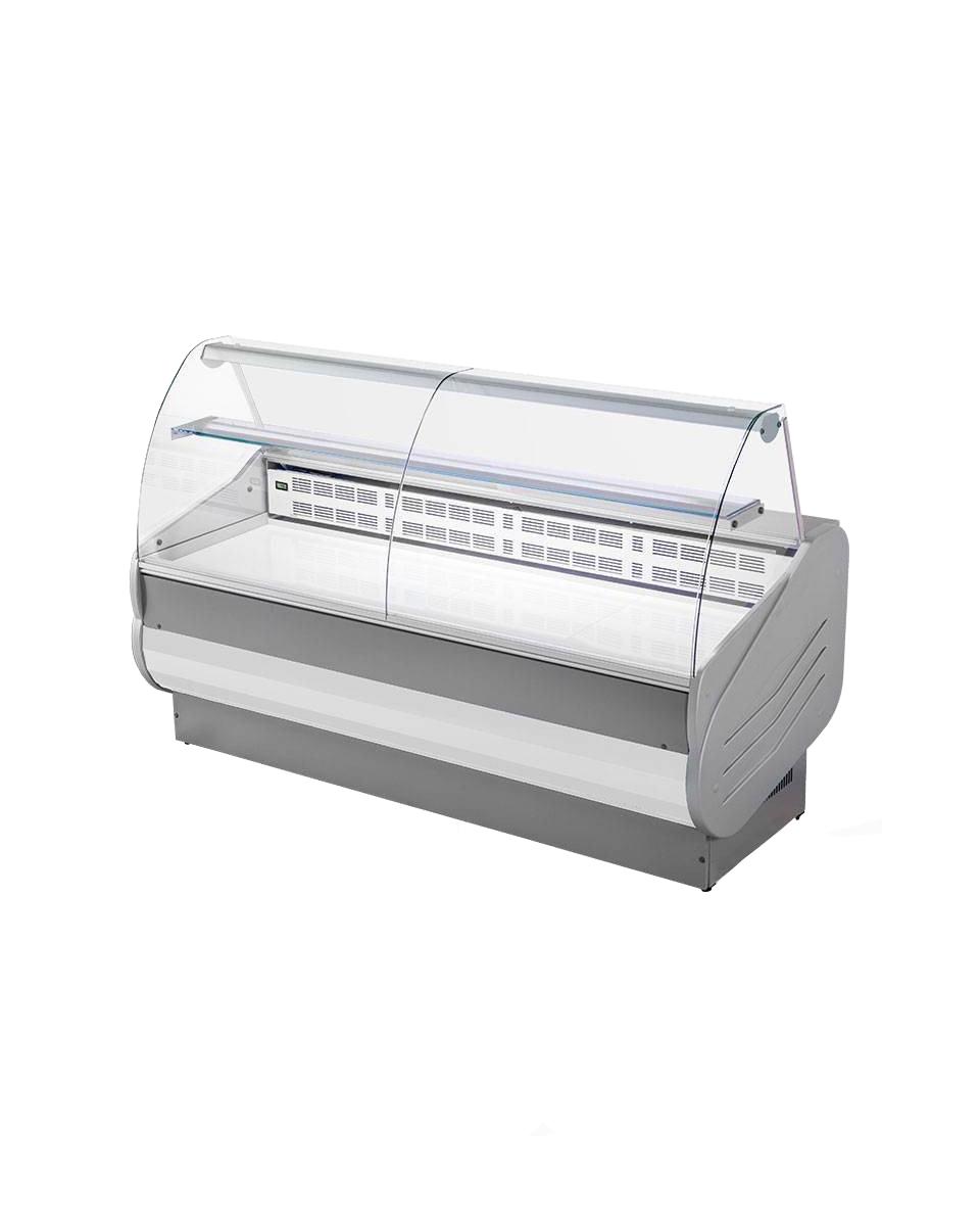 Comptoir réfrigéré Master - 300 CM - Vitrine galbée - 790W - 230V - Blanc/Gris - Promoline