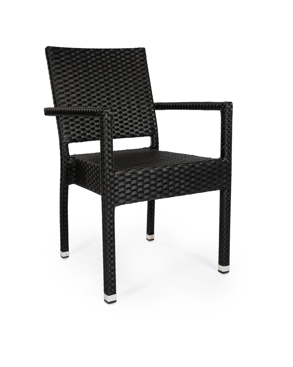 Chaise de terrasse - Mezza - Noir - Accoudoir - Tressage plat - Promoline