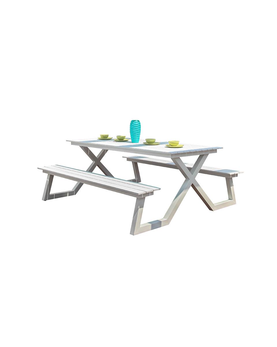 Table de pique-nique - Blanc - Aluminium - Promoline