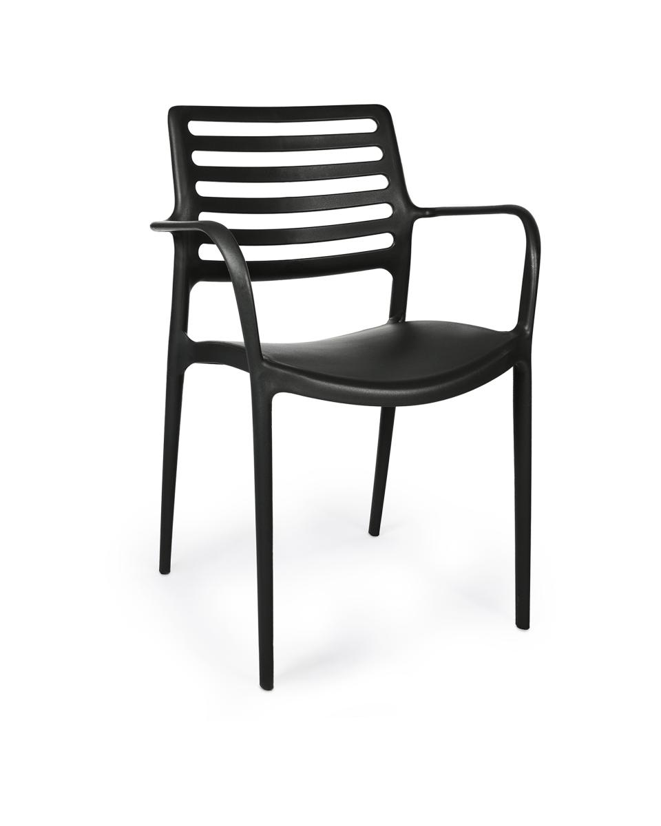 Chaise de terrasse - Louise - Noir - Plastique - Promoline