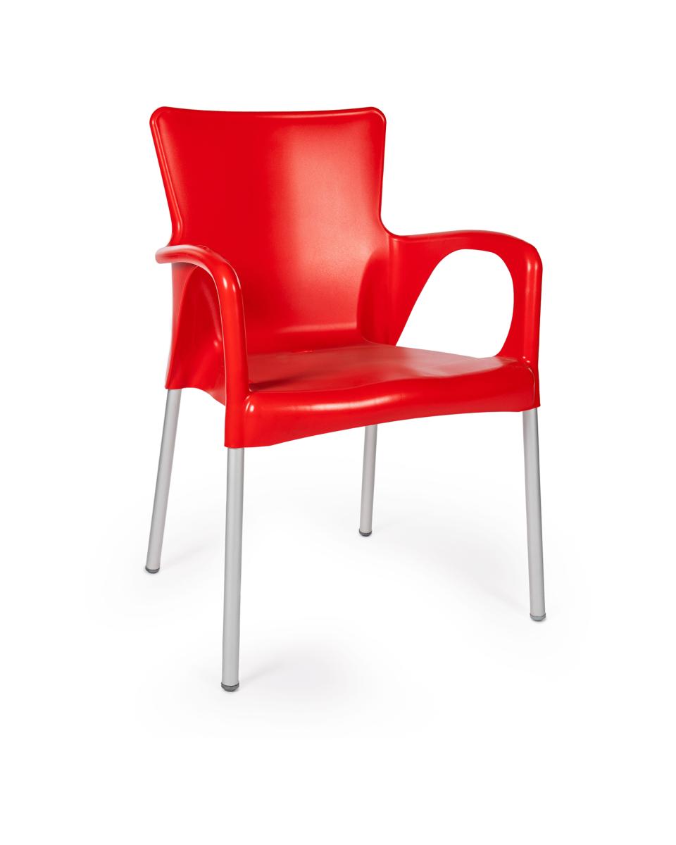 Chaise de terrasse - Anny - Rouge - Plastique - Promoline