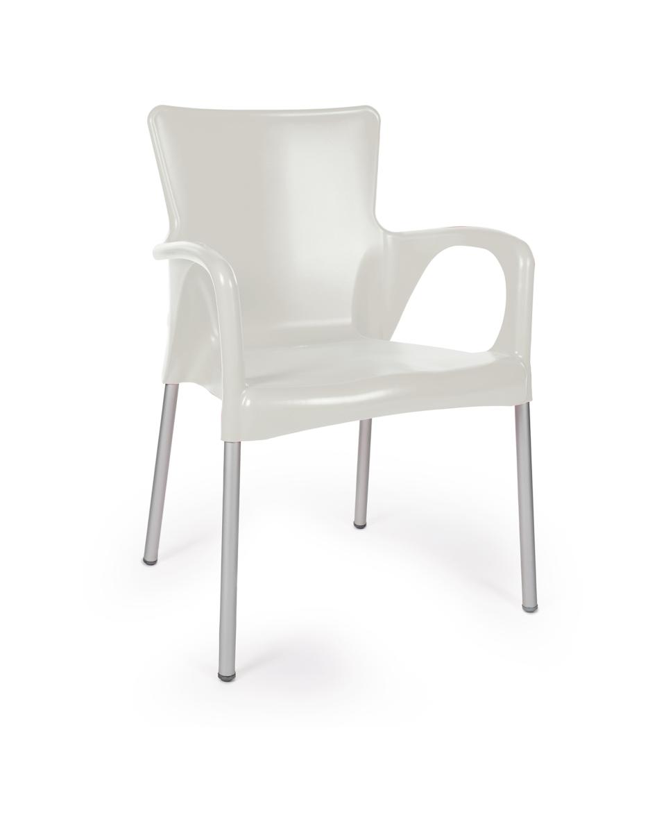 Chaise de terrasse - Anny - Blanc - Plastique - Promoline