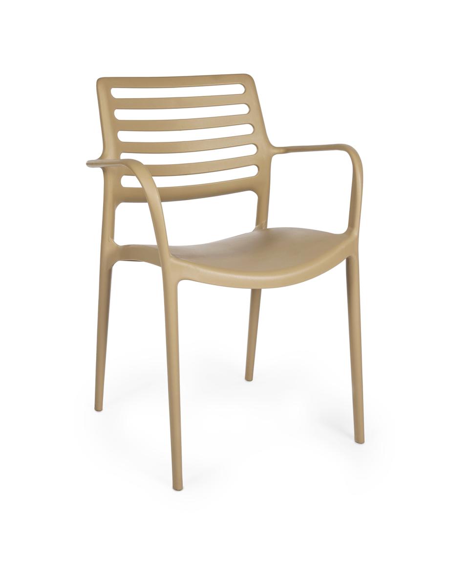 Chaise de terrasse - Louise - Café - Plastique - Promoline