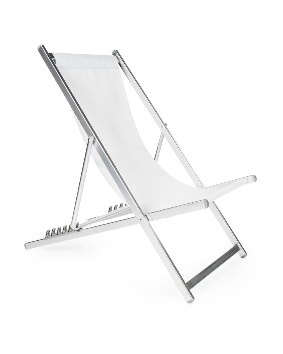 Chaise de plage - Sol - Aluminium - Blanc - Promoline