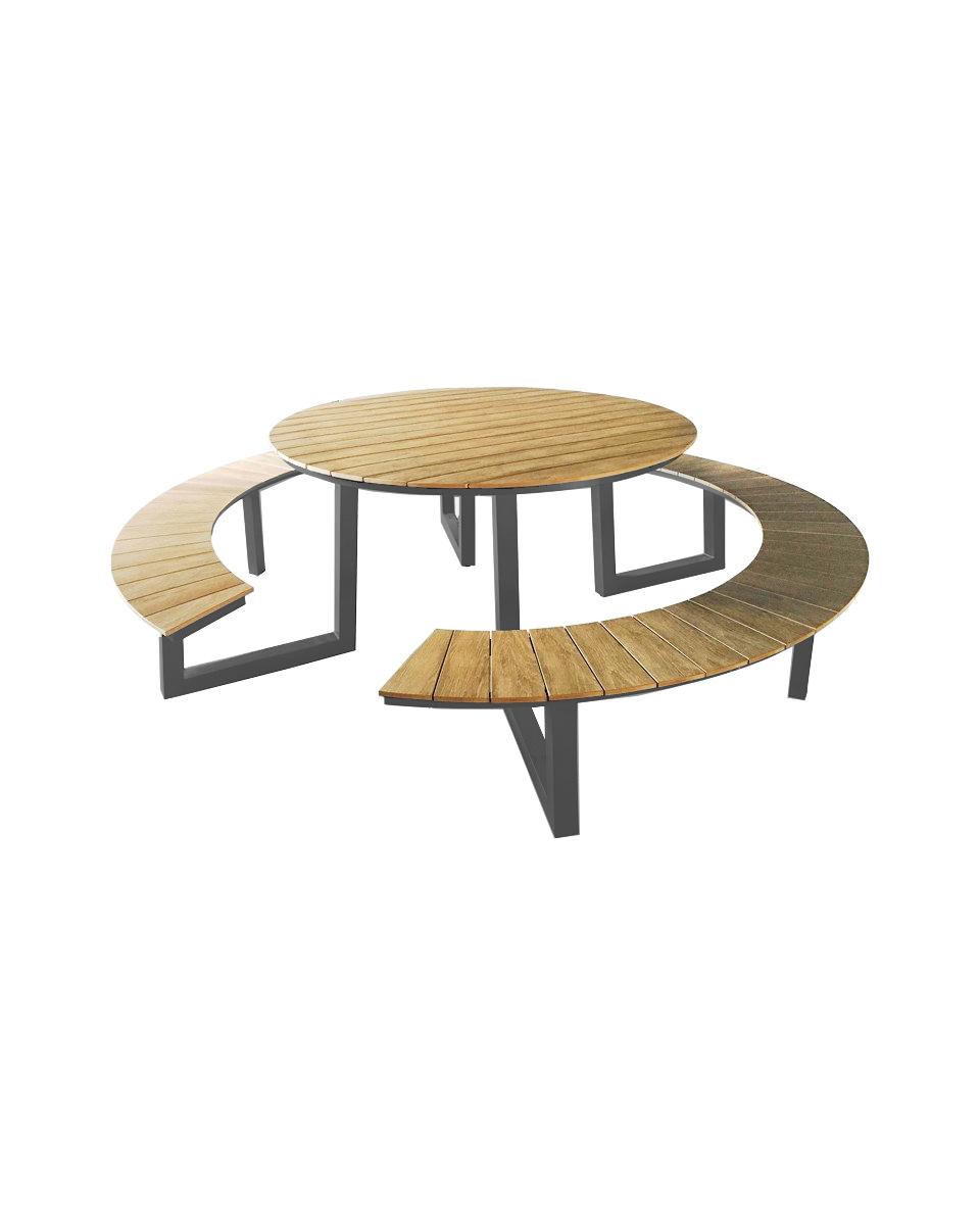 Table de pique-nique Ronde - Ø250 CM - Polywood / Aluminium - Promoline