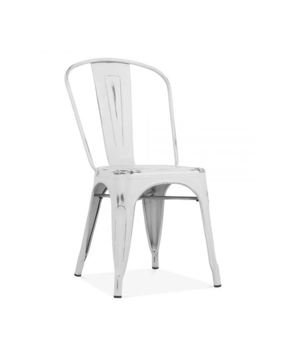 Chaise de restauration - Rétro - Look vintage - Blanc - Promoline