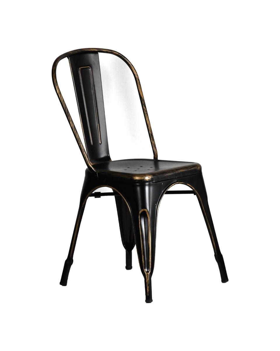 Chaise de restauration - Rétro - Look vintage - Noir - Promoline