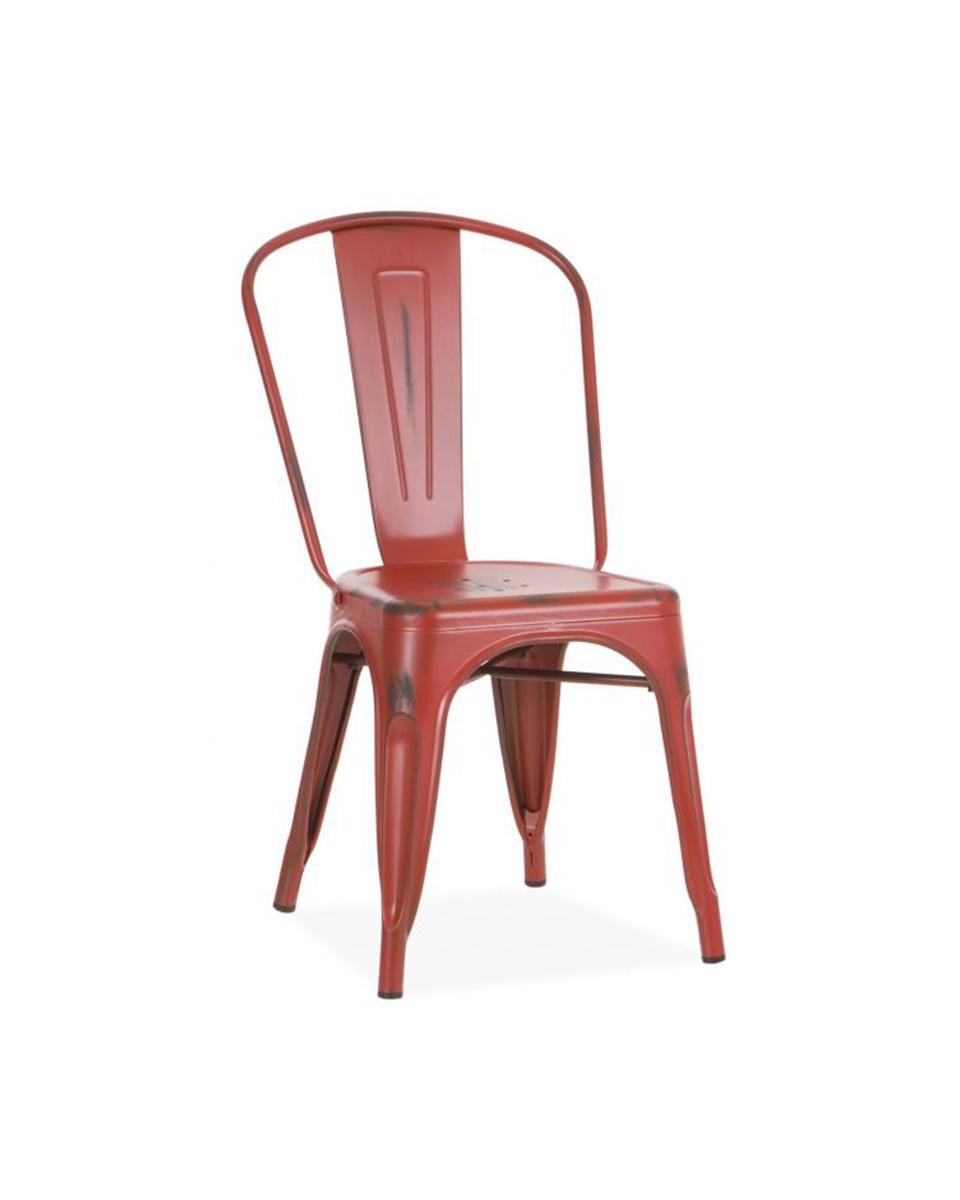 Chaise de restauration - Rétro - Look vintage - Rouge - Promoline