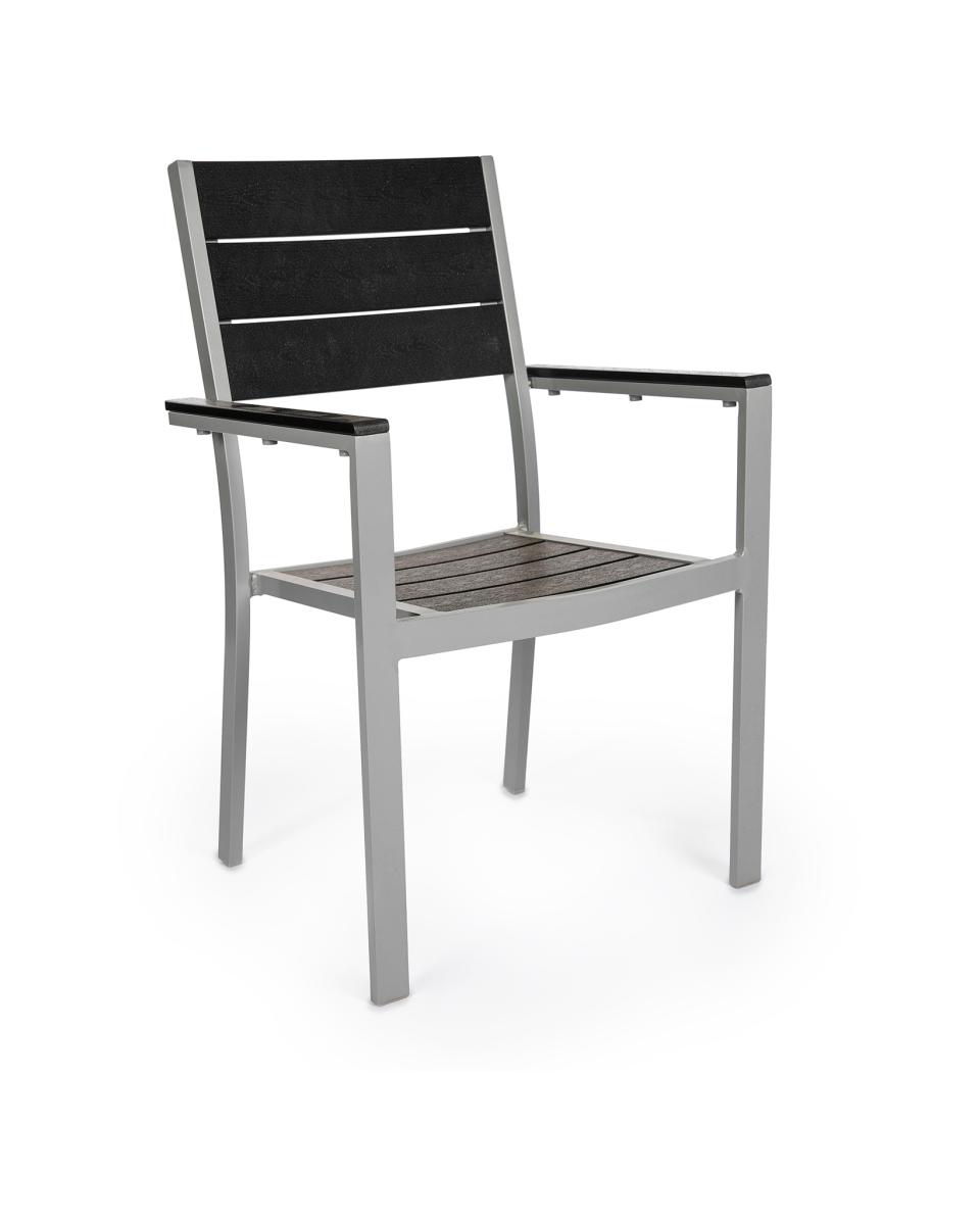 Chaise de terrasse - Forest - Aspect bois noir / Gris clair - H 89 x 56 x 56,5 CM - Aluminium - Promoline