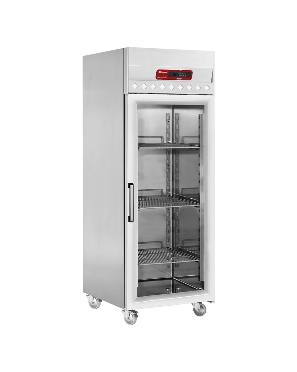 Réfrigérateur traiteur - 700 Litres - 1 porte vitrée - 2/1 GN - H 207 x 72 x 85 CM - Roulettes - Inox
