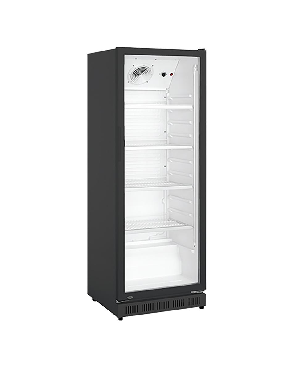 Réfrigérateur porte vitrée - 347 Litre - H 173.9 x 57.6 x 62 CM - 72 KG - 220-240 V - 180 W - Ventilé - Tôle d'acier - Noir - +0°C / +10°C - Exquisit - 905303