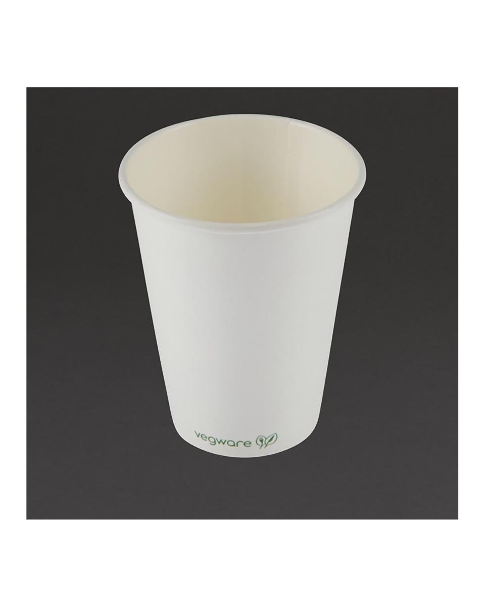Gobelets à café jetables - 0,34 Litre - 1000 pièces - Blanc - Ø 8,9 x H 10,8 CM - Papier/Pla - Vegware - DW623
