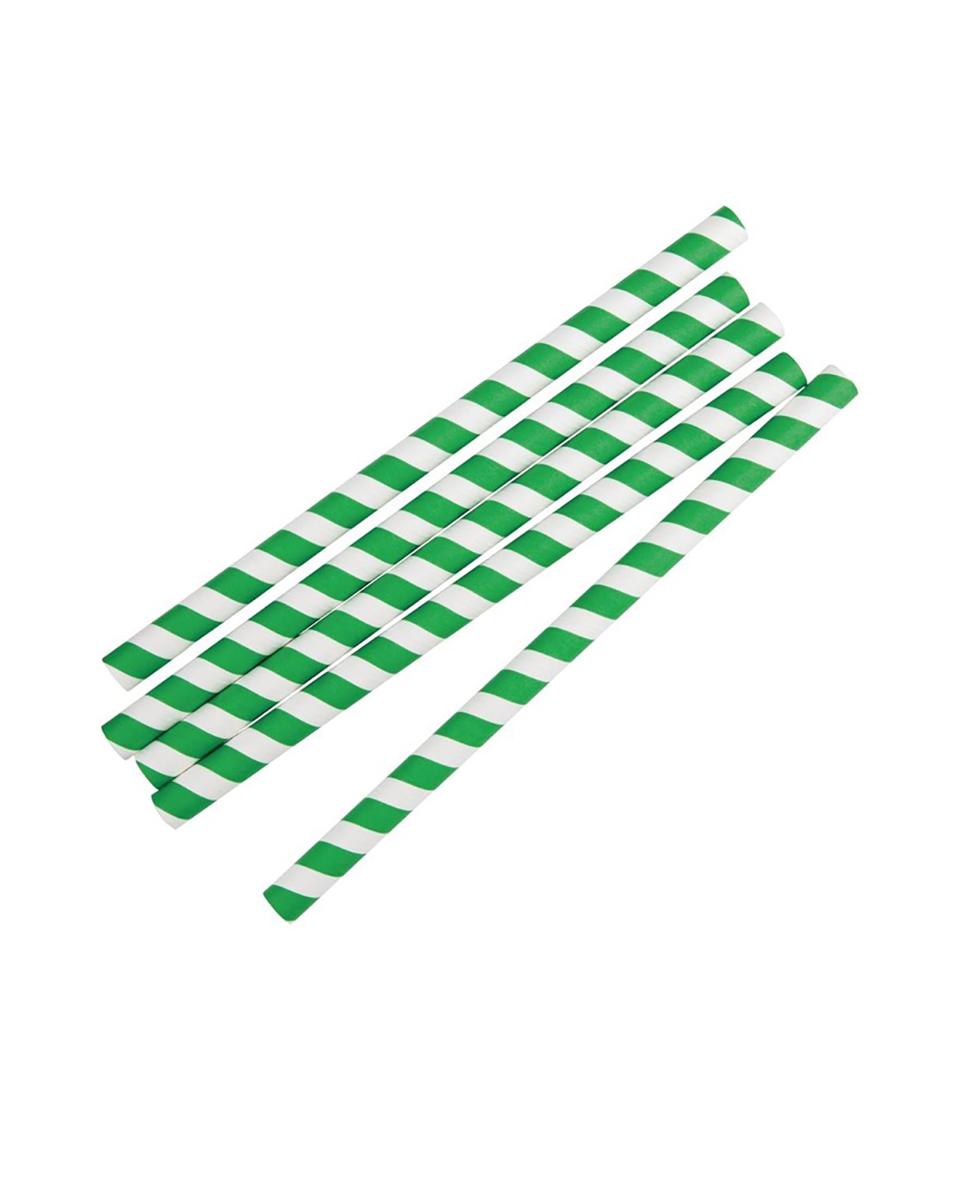 Pailles à smoothie jetables - 250 pièces - Vert/Blanc - Papier - Fiesta Green - FB148